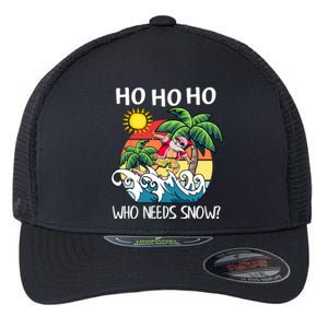 Christmas In July Funny Santa Surfing Summer Beach Vacation Flexfit Unipanel Trucker Cap