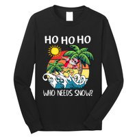 Christmas In July Funny Santa Surfing Summer Beach Vacation Long Sleeve Shirt