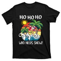 Christmas In July Funny Santa Surfing Summer Beach Vacation T-Shirt