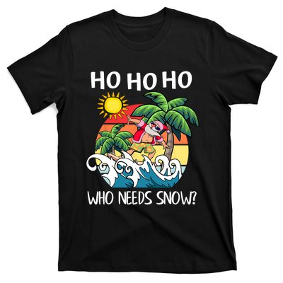 Christmas In July Funny Santa Surfing Summer Beach Vacation T-Shirt