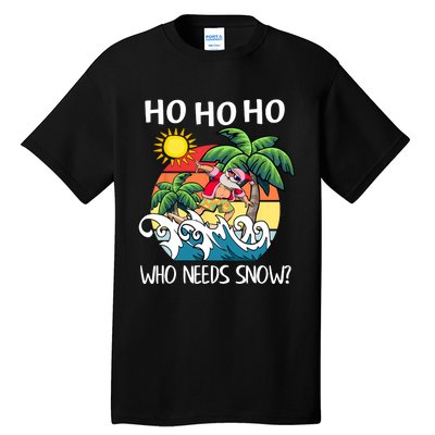 Christmas In July Funny Santa Surfing Summer Beach Vacation Tall T-Shirt