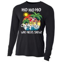 Christmas In July Funny Santa Surfing Summer Beach Vacation Cooling Performance Long Sleeve Crew