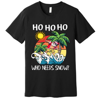 Christmas In July Funny Santa Surfing Summer Beach Vacation Premium T-Shirt