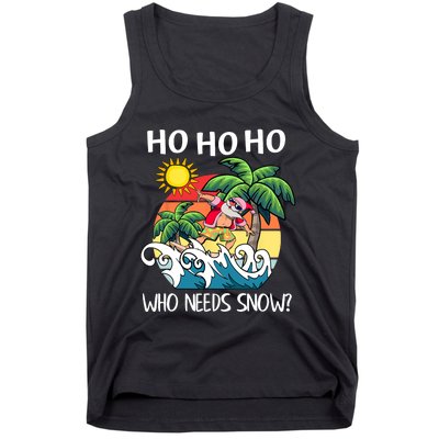 Christmas In July Funny Santa Surfing Summer Beach Vacation Tank Top