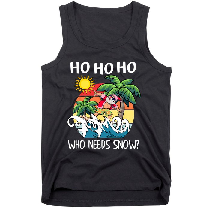 Christmas In July Funny Santa Surfing Summer Beach Vacation Tank Top