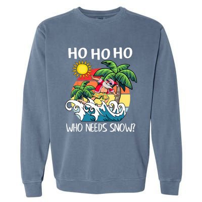 Christmas In July Funny Santa Surfing Summer Beach Vacation Garment-Dyed Sweatshirt