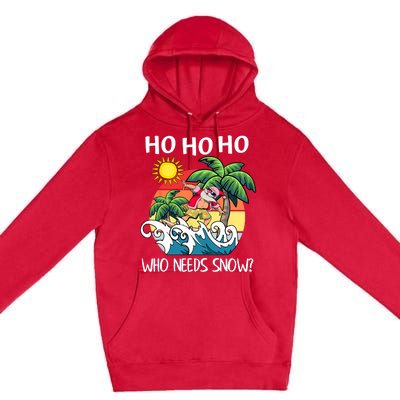 Christmas In July Funny Santa Surfing Summer Beach Vacation Premium Pullover Hoodie