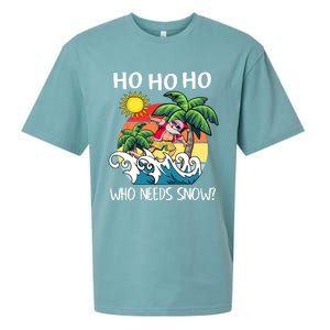 Christmas In July Funny Santa Surfing Summer Beach Vacation Sueded Cloud Jersey T-Shirt