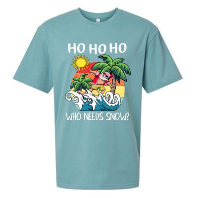 Christmas In July Funny Santa Surfing Summer Beach Vacation Sueded Cloud Jersey T-Shirt