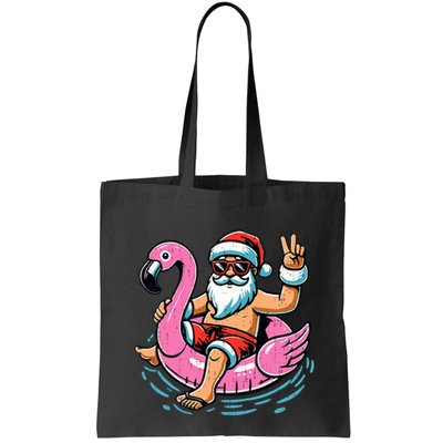 Christmas In July Santa Flamingo Summer Xmas Bag