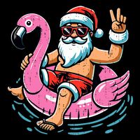 Christmas In July Santa Flamingo Summer Xmas Bag
