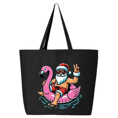 Christmas In July Santa Flamingo Summer Xmas 25L Jumbo Tote