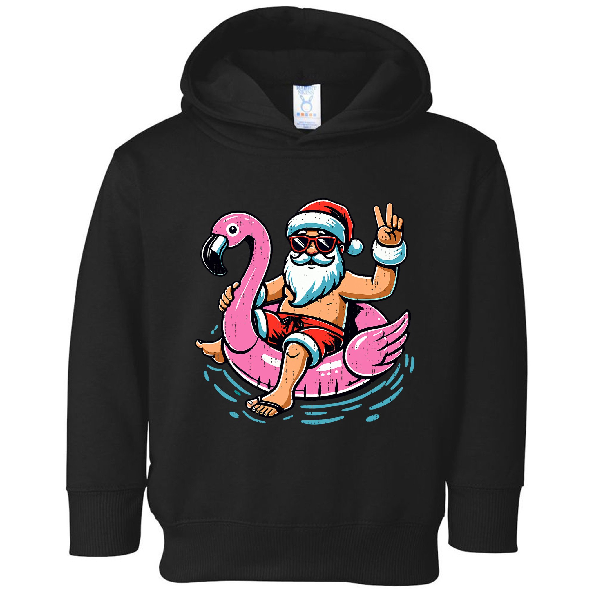 Christmas In July Santa Flamingo Summer Xmas Toddler Hoodie