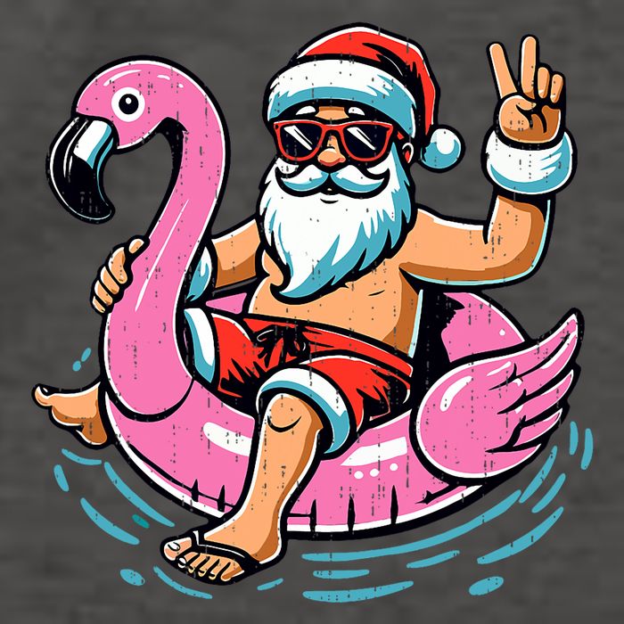 Christmas In July Santa Flamingo Summer Xmas Vector Backpack