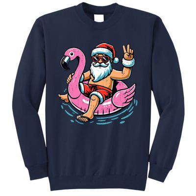 Christmas In July Santa Flamingo Summer Xmas Tall Sweatshirt