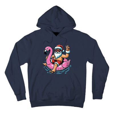 Christmas In July Santa Flamingo Summer Xmas Tall Hoodie