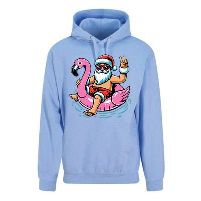 Christmas In July Santa Flamingo Summer Xmas Unisex Surf Hoodie