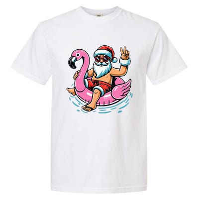 Christmas In July Santa Flamingo Summer Xmas Garment-Dyed Heavyweight T-Shirt