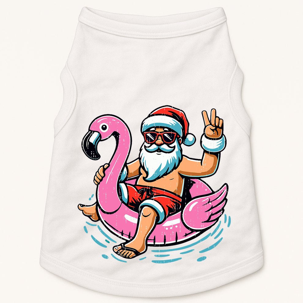 Christmas In July Santa Flamingo Summer Xmas Doggie Tank
