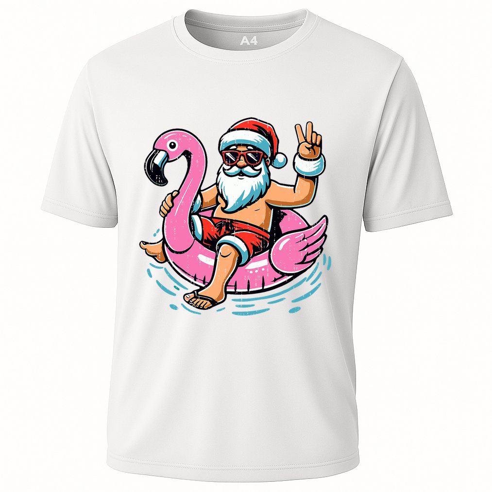 Christmas In July Santa Flamingo Summer Xmas Performance Shirt