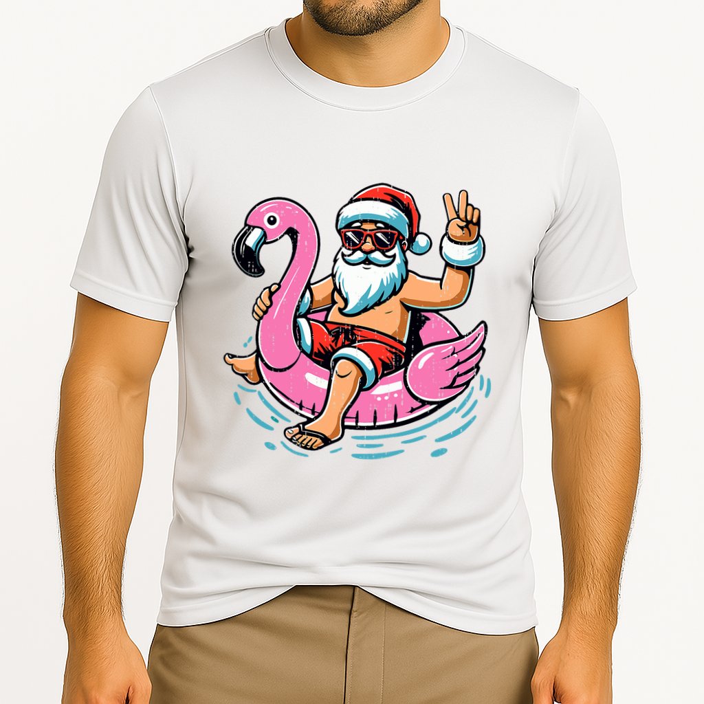 Christmas In July Santa Flamingo Summer Xmas Performance Shirt
