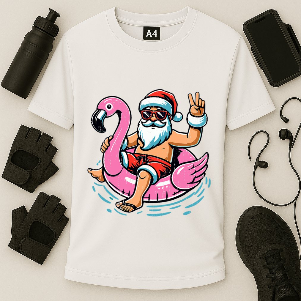 Christmas In July Santa Flamingo Summer Xmas Performance Shirt