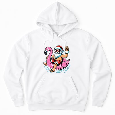 Christmas In July Santa Flamingo Summer Xmas Hoodie