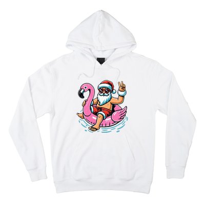 Christmas In July Santa Flamingo Summer Xmas Hoodie