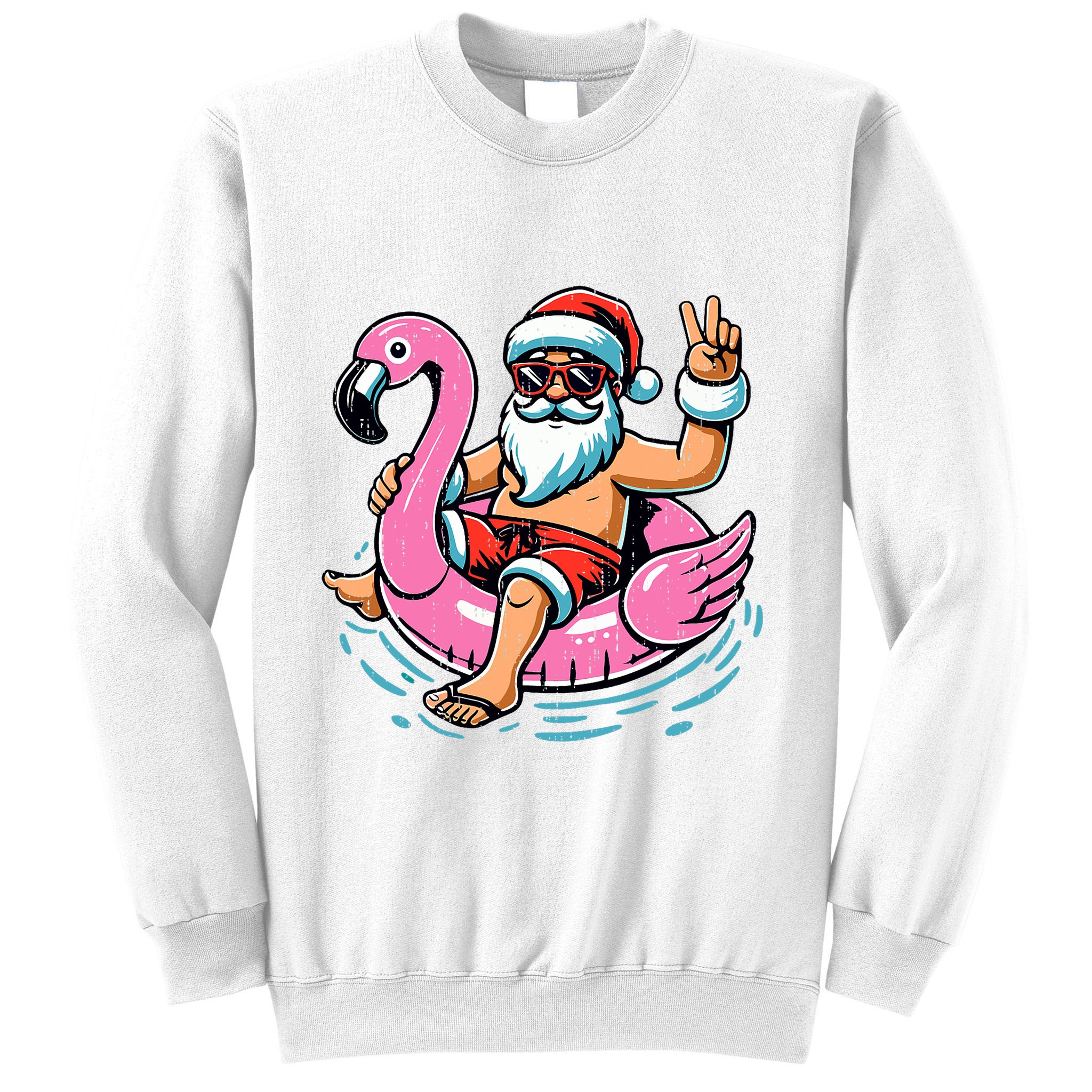 Christmas In July Santa Flamingo Summer Xmas Sweatshirt