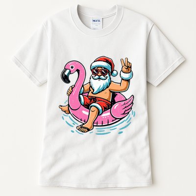 Christmas In July Santa Flamingo Summer Xmas Tall T-Shirt