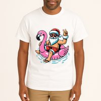 Christmas In July Santa Flamingo Summer Xmas Tall T-Shirt