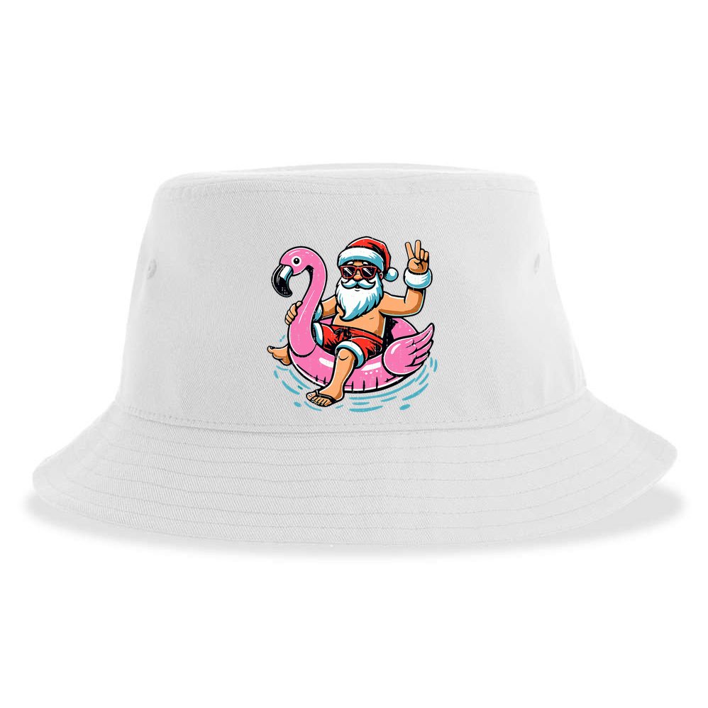 Christmas In July Santa Flamingo Summer Xmas Sustainable Bucket Hat