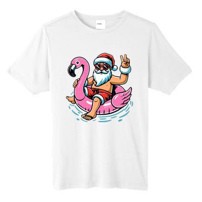 Christmas In July Santa Flamingo Summer Xmas Tall Fusion ChromaSoft Performance T-Shirt