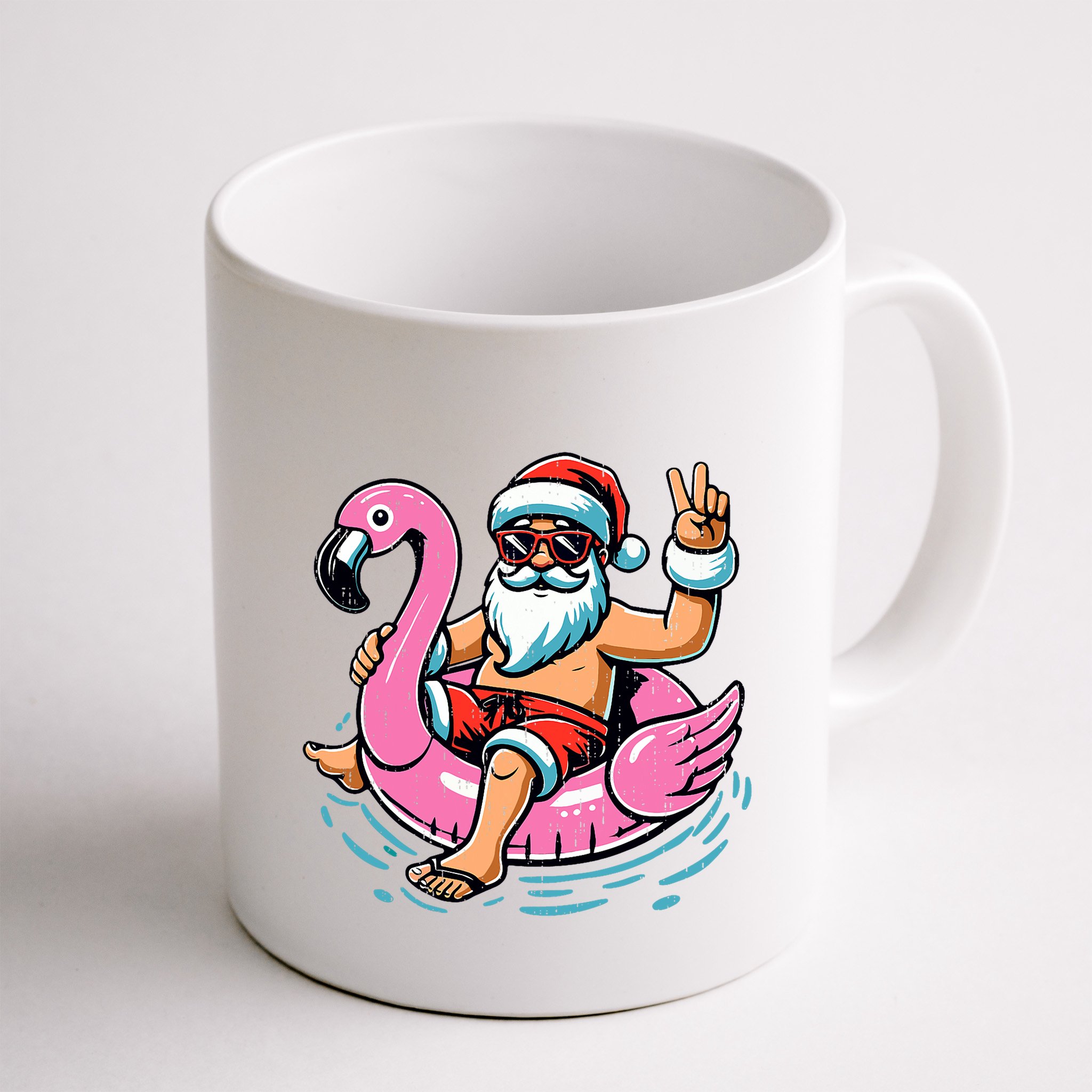 Christmas In July Santa Flamingo Summer Xmas Mug