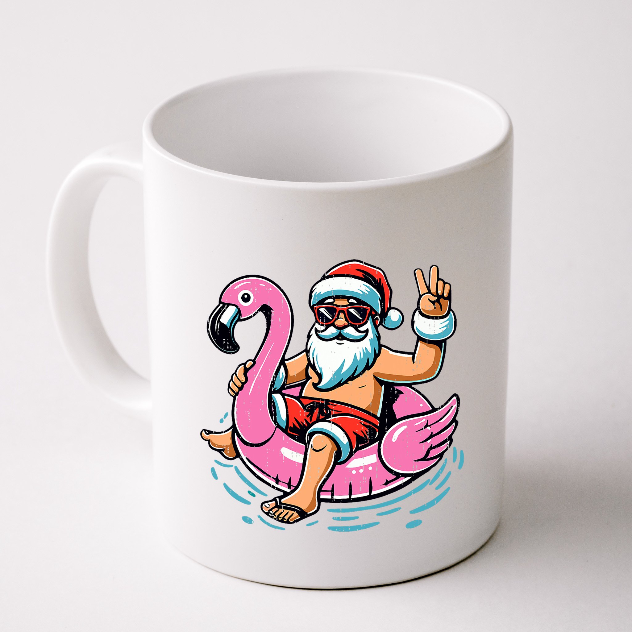 Christmas In July Santa Flamingo Summer Xmas Mug