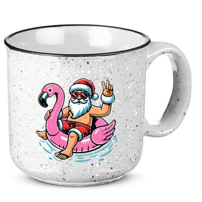 Christmas In July Santa Flamingo Summer Xmas 15oz Campfire Ceramic Mug
