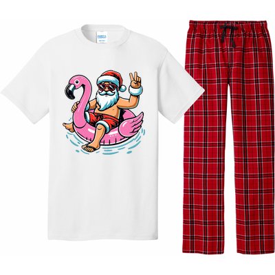 Christmas In July Santa Flamingo Summer Xmas Pajama Set