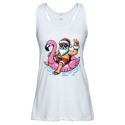 Christmas In July Santa Flamingo Summer Xmas Ladies Essential Flowy Tank