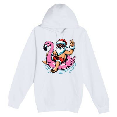 Christmas In July Santa Flamingo Summer Xmas Premium Pullover Hoodie