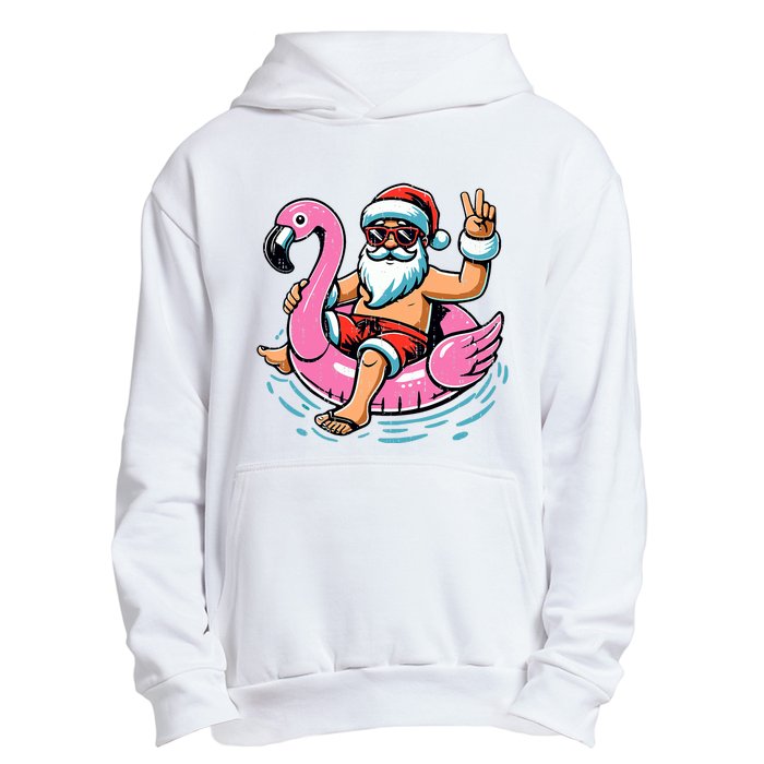 Christmas In July Santa Flamingo Summer Xmas Urban Pullover Hoodie