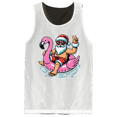 Christmas In July Santa Flamingo Summer Xmas Mesh Reversible Basketball Jersey Tank