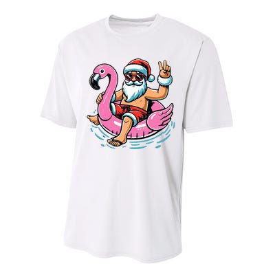 Christmas In July Santa Flamingo Summer Xmas Performance Sprint T-Shirt