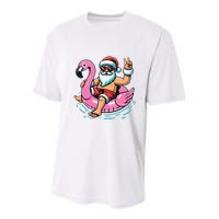 Christmas In July Santa Flamingo Summer Xmas Youth Performance Sprint T-Shirt