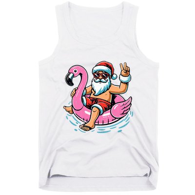 Christmas In July Santa Flamingo Summer Xmas Tank Top