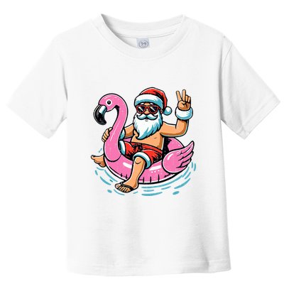 Christmas In July Santa Flamingo Summer Xmas Toddler T-Shirt