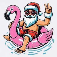 Christmas In July Santa Flamingo Summer Xmas Cropped Pullover Crew