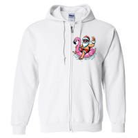 Christmas In July Santa Flamingo Summer Xmas Full Zip Hoodie