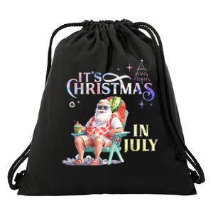 Christmas In July Santa Beach Summer Float Xmas Funny Drawstring Bag