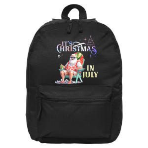 Christmas In July Santa Beach Summer Float Xmas Funny 16 in Basic Backpack