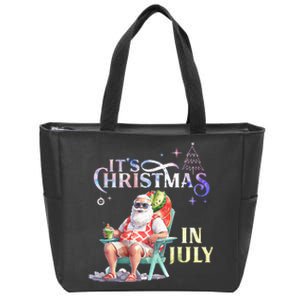 Christmas In July Santa Beach Summer Float Xmas Funny Zip Tote Bag